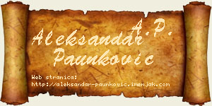 Aleksandar Paunković vizit kartica